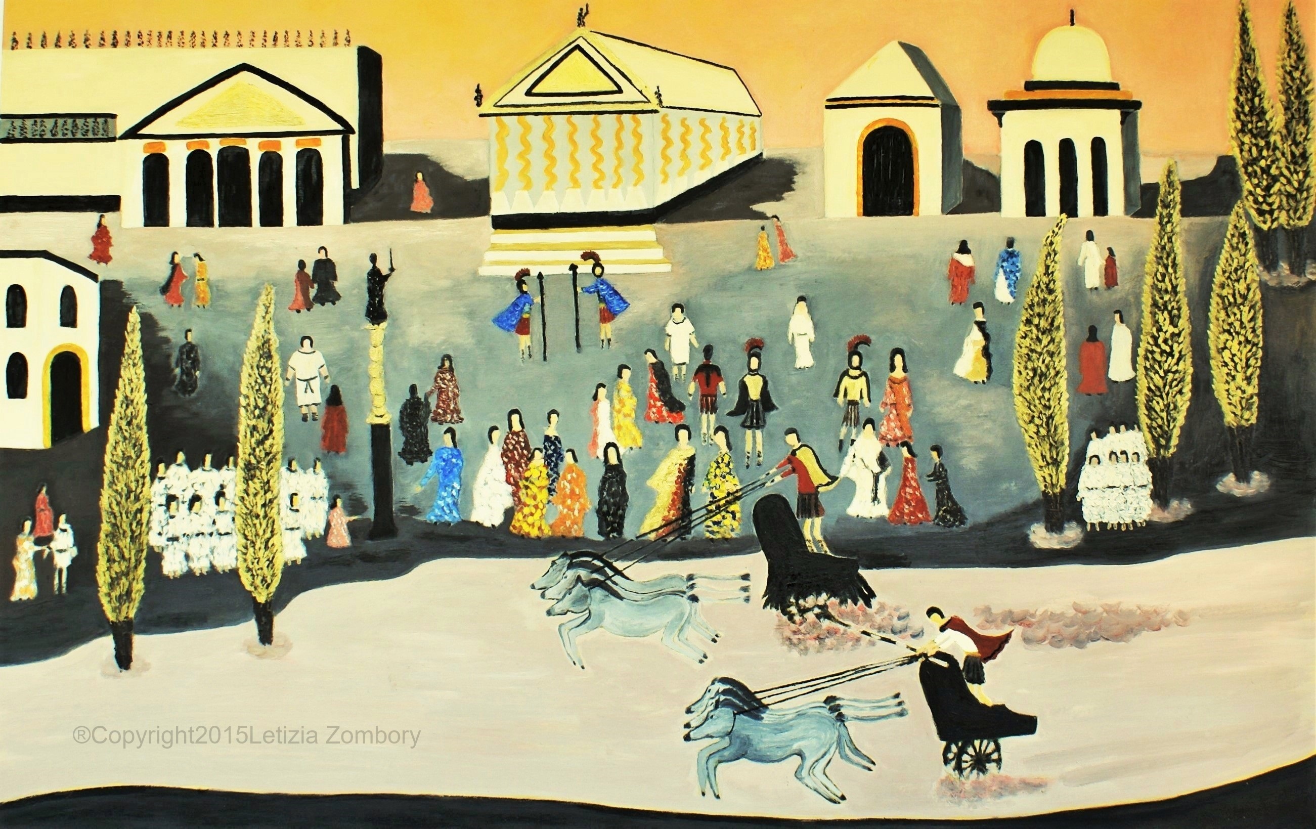 Duello ignobile 2000 anni fa a Roma olio su tela 100x150