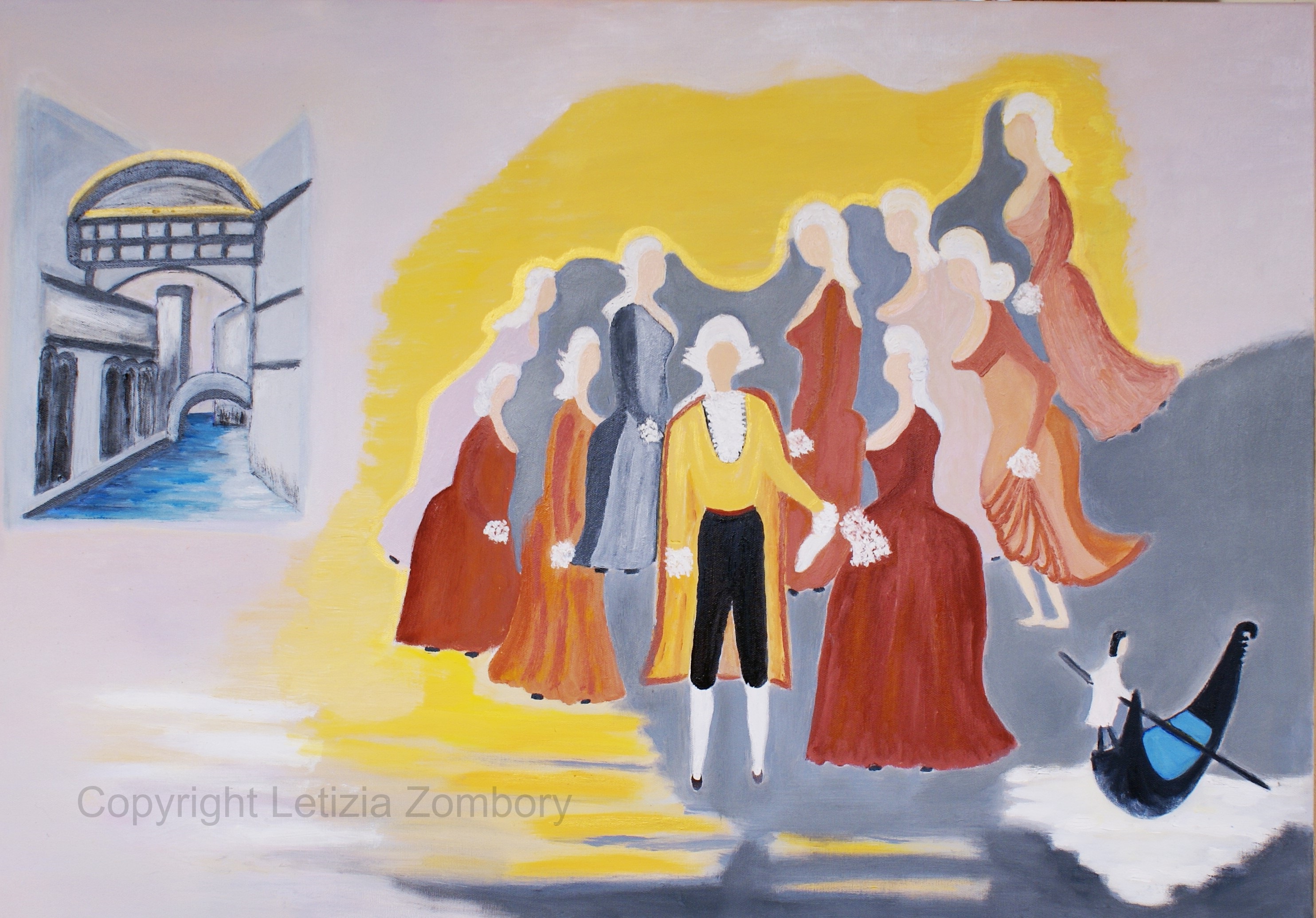 CASANOVA e le donne olio su tela 70x100 cm